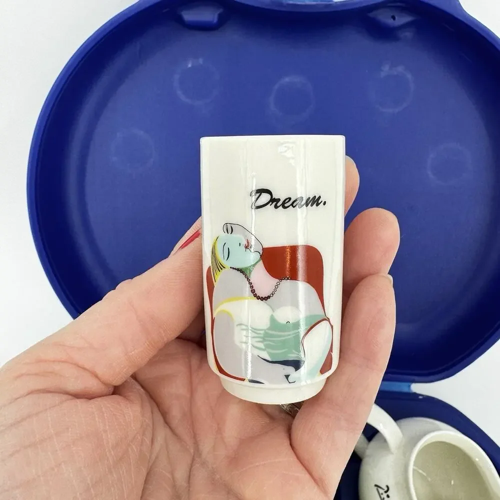 Picasso Art Collection Tea Set in Carry Case 14 Pieces Tea Pot Cups Creamer